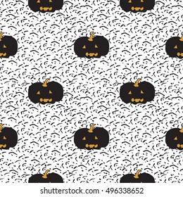 Halloween pumpkin seamless pattern. Beautiful vector background for decoration halloween designs. Cute minimalistic art elements on white backdrop.