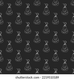 Halloween pumpkin seamless pattern. Cute cartoon pumpkins, holiday background design, vector illustration.
