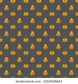 Halloween pumpkin seamless pattern. Cute cartoon pumpkins, holiday background design, vector illustration.