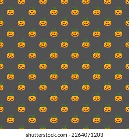 Halloween pumpkin seamless pattern. Cute cartoon pumpkins, holiday background design, vector illustration.