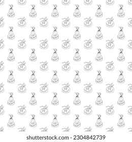 Halloween pumpkin seamless pattern. Cute cartoon pumpkins, holiday background design, vector illustration.