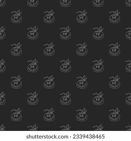 Halloween pumpkin seamless pattern. Cute cartoon pumpkins, holiday background design, vector illustration.