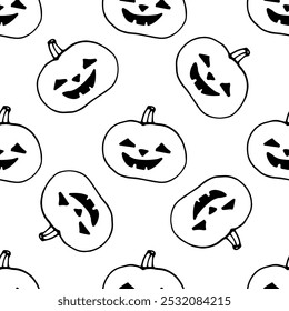 Halloween abóbora sem emenda padrão doodle vetor no fundo branco