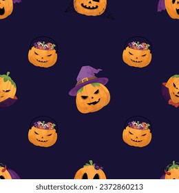 Halloween Pumpkin Seamless Pattern Illustration