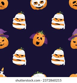 Halloween Pumpkin Seamless Pattern Illustration