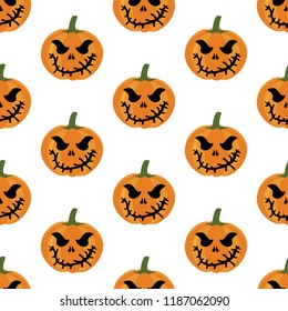 Halloween pumpkin seamless pattern on the white background. Vector illustration