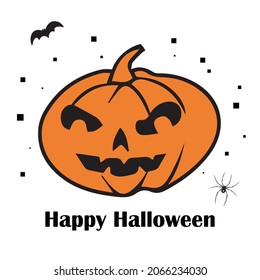 Halloween Pumpkin Seamless Pattern on Orange Background, Vector illustrator Design