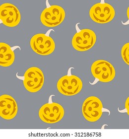 Halloween pumpkin seamless pattern on a gray background