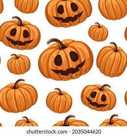 Halloween pumpkin seamless pattern. Scary repeating texture, endless background. Vetor illustration