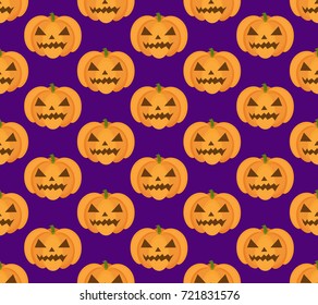 Halloween pumpkin seamless pattern. Scary repeating texture, endless background. Vetor illustration
