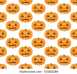 Halloween pumpkin seamless pattern. Scary repeating texture, endless background. Vetor illustration