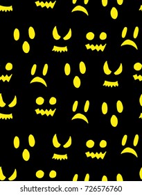 Halloween pumpkin seamless pattern. Scary repeating texture, endless background. Vector illustration