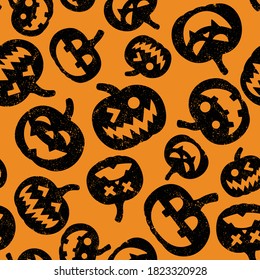 Halloween pumpkin seamless pattern. Halloween vector illustration background. Wallpaper. For graphic and surface design