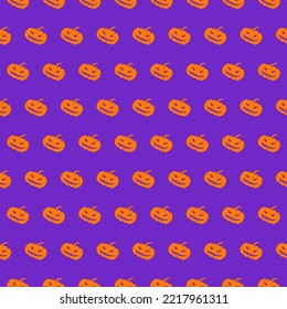 Halloween Pumpkin Seamless Pattern. Vector Illustration of October 31 Holiday. Scary Party Background.