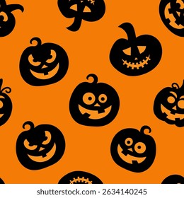 Halloween pumpkin seamless pattern. Vector illustration.