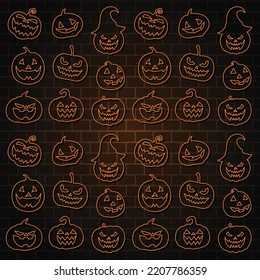 Halloween Pumpkin Seamless Patterns Vector
