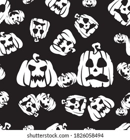 Halloween (pumpkin) seamless repeat pattern in white and black