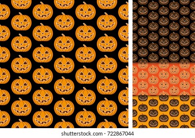 Halloween pumpkin, a seamless vector background set with halloween pumpkin and color alternatives
