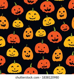 Halloween pumpkin seamless vector pattern