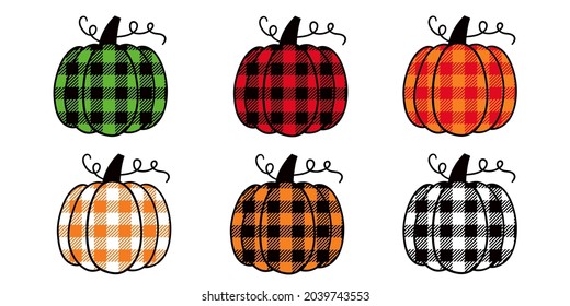 Halloween Pumpkin Set. Pumpkin Buffalo Plaid pattern. Fall pumpkin vector Illustration. Isolated on white background. Good for posters, t shirts, postcards.