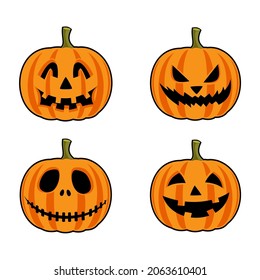 Halloween pumpkin set collection. Vector image
