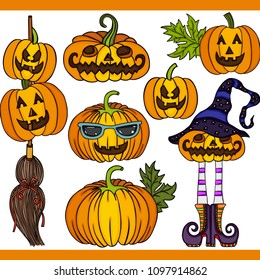 Halloween pumpkin set digital elements
