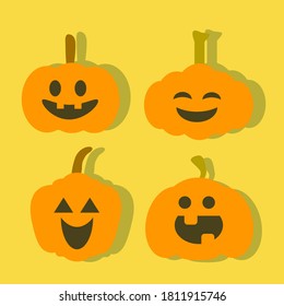 Halloween pumpkin set. Flat design.