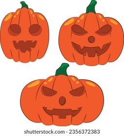 halloween pumpkin set. happy halloween. vector illustration