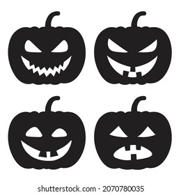 Halloween pumpkin set icon, funny faces. vector illustration. eps10