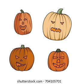 Halloween pumpkin set  icons in cartoon style for web, print and creative design