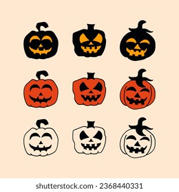 diseño de ilustración de conjunto de calabaza de halloween