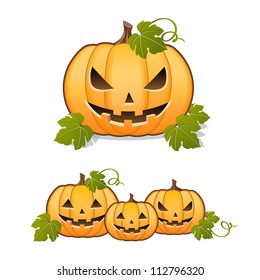 Halloween pumpkin, set of Jack-o-lantern on white background