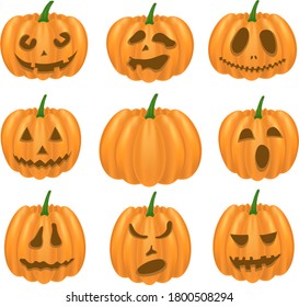 halloween pumpkin set on an isolated white background vector