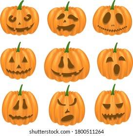 halloween pumpkin set on an isolated white background vector graphics