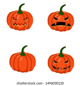 Halloween pumpkin set on white background.