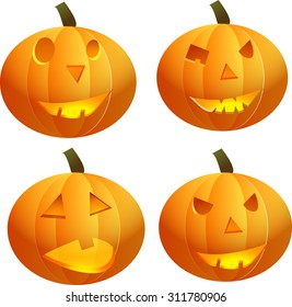 Halloween pumpkin set. Scary Jack. Vector illustration