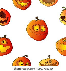 Halloween pumpkin set seamless pattern