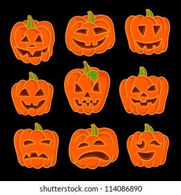 Halloween pumpkin set. Set of Vector Halloween Design Elements. Halloween. Vector illustration.