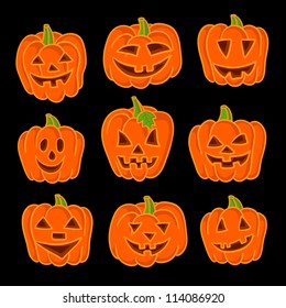 Halloween pumpkin set. Set of Vector Halloween Design Elements. Halloween. Vector illustration.