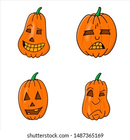 Halloween pumpkin set. Vector illustration