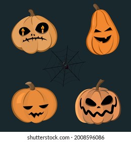 Halloween Kürbisset. Vektorgrafik