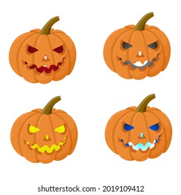 Halloween pumpkin set, vector illustration