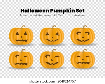 Halloween Pumpkin Set Vector Illustration