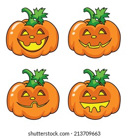 Halloween pumpkin set, vector illustration on white background