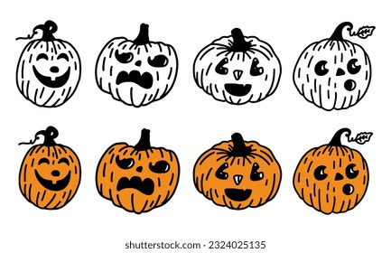 Halloween pumpkin set vector and illustration.