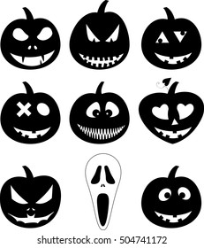 halloween pumpkin set. Vector Illustration