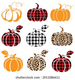 Halloween Pumpkin Set,Pumpkin leopard pattern,Pumpkin Buffalo Plaid pattern