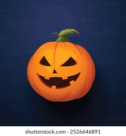 halloween pumpkin with shadow on blue back