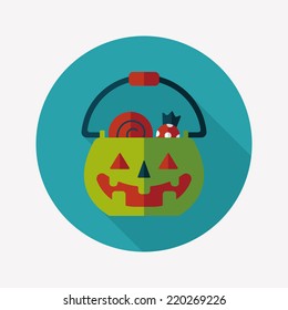 Halloween pumpkin shaped box flat icon with long shadow, eps10