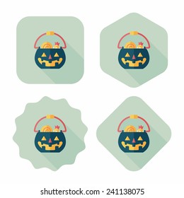 Halloween pumpkin shaped box flat icon with long shadow, eps10